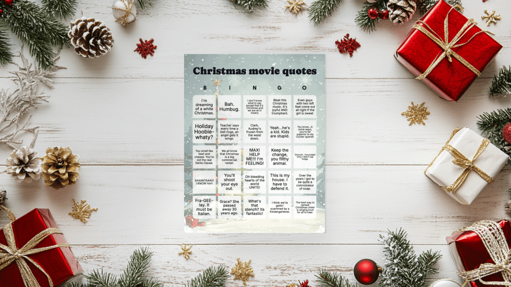 christmas movie bingo