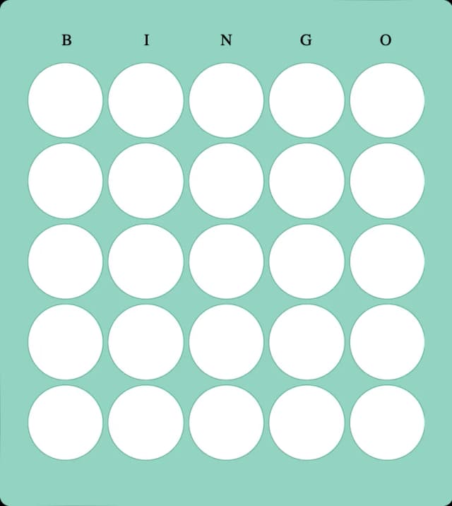 5x5 green blank bingo card