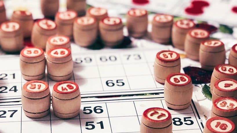 Bingo Chips on Top of Bingo Cards